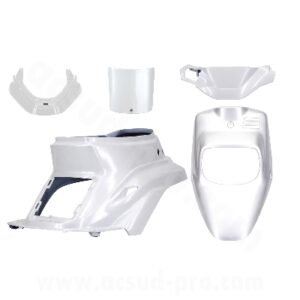 KIT CARROSSERIE ADAPT. MBK 50 BOOSTER 1999-2003 / YAMAHA 50 BWS 1999-2003 BLANC METAL (5 PIECES)