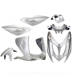 KIT CARROSSERIE ADAPT. MBK NITRO / YAMAHA AEROX GRIS METAL 1997-2012 (7 PIECES)