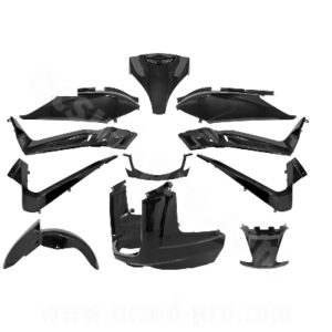 KIT CARROSSERIE ADAPT. YAMAHA XMAX 125-250CC 2006-2009 NOIR BRILLANT (11 PIECES)