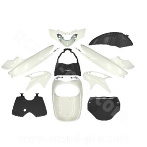 KIT CARROSSERIE ADAPT. HONDA SH125 / 150cc 2005-2008 WHITE / BLACK COMPETITION (10 PIECES)