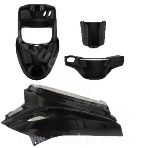 KIT CARROSSERIE ADAPT. MBK 50 BOOSTER 2004-2017 / YAMAHA 50 BWS 2004-2017 ( TYPE ORIGINE) NOIR METAL (4 PIECES)