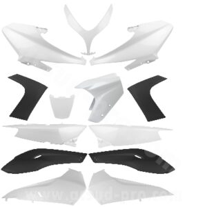 KIT CARROSSERIE ADAPT. YAMAHA TMAX 500CC 2008-2011 WHITE COMPETITION (13 PIECES) ( QUALITE PREMIUM )
