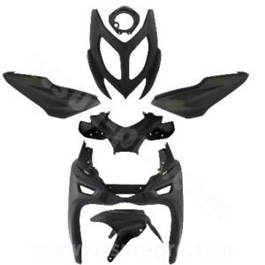 KIT CARROSSERIE ADAPT. MBK 50 NITRO 2013> / YAMAHA 50 AEROX 2013> NOIR MAT (7 PIECES)