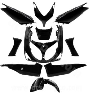 KIT CARROSSERIE ADAPT. YAMAHA TMAX 500cc 2001-2007 NOIR BRILANT (10 PIECES) ( TYPE ORIGINE ) QUALITE PREMIUM