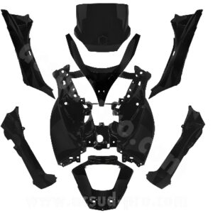 KIT CARROSSERIE ADAPT. PIAGGIO MP3 125 / 250 / 300 / 400 / 500cc 2008-2013 NOIR MAT (8 PIECES)