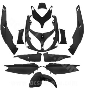 KIT CARROSSERIE ADAPT. YAMAHA TMAX 500cc 2001-2007 NOIR MAT (12 PIECES) ( TYPE ORIGINE ) QUALITE PREMIUM