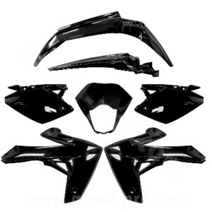 KIT CARROSSERIE ADAPT. RIEJU 50 MRT 2009>. MRT ENDURO 2009>. MRT PRO 2009>. MRT SM 2009> 125 MARATHON ->2022 (7 PIECES) NOIR