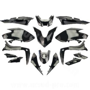 KIT CARROSSERIE ADAPT. YAMAHA TMAX 530cc 2017-2019 SX / DX NOIR BRILLANT (15 PIECES)