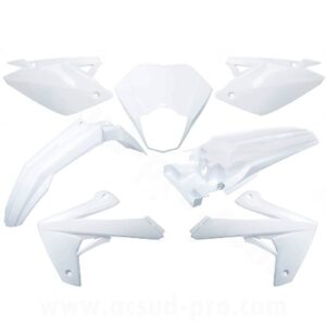 KIT CARROSSERIE ADAPT. RIEJU 50 MRT 2009>. MRT ENDURO 2009>. MRT PRO 2009>. MRT SM 2009> 125 MARATHON ->2022 (7 PIECES) BLANC