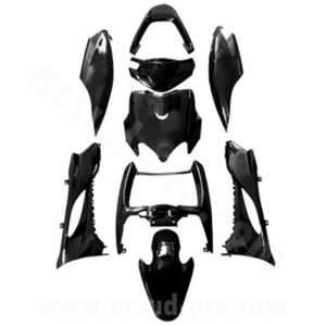 KIT CARROSSERIE ADAPT. MBK MACH G / YAMAHA JOG NOIR (9 PIECES)