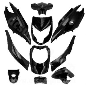 KIT CARROSSERIE ADAPT. TNT MOTOR BOSTON / LAZIO ANDREO 12P / NECO ONE / IMF NEW PACH NOIR BRILLANT (10 PIECES)