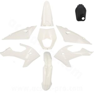 KIT CARROSSERIE ADAPT. RIEJU 50 MRT 2022>. MRT ENDURO 2022>. MRT PRO 2022>. MRT SM 2022> (8 PIECES) BLANC