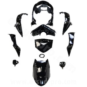 KIT CARROSSERIE ADAPT. YAMAHA CYGNUS X 125CC 2009-2012 (11 PIECES) NOIR BRILLANT